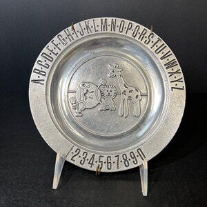 Pewtrex Alphabet & Numbers Baby Pewter Decorative Plate Dish Bowl